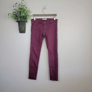 Hollister 9 Skinny Burgundy Legging Mid Rise Jegging Stretch Jeans Pants 29